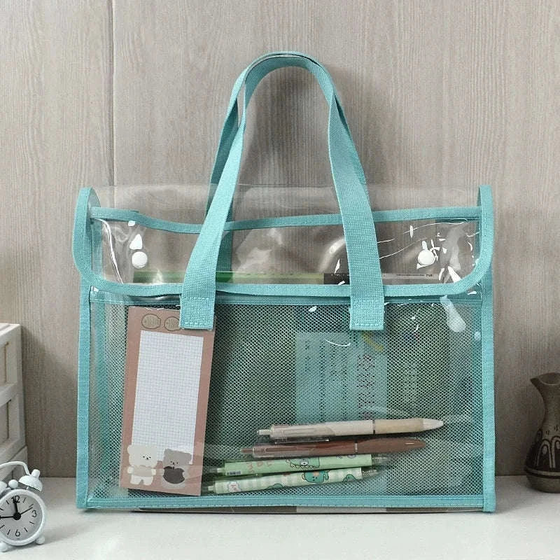 Clear PVC Tote Bag Large Capacity Waterproof with Reinforced Handle-green / United States