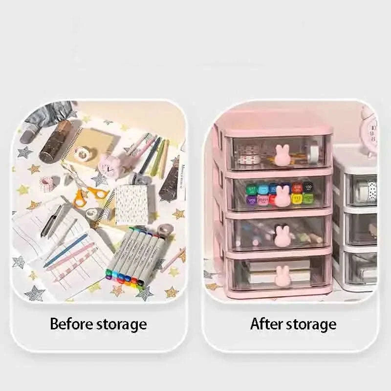 Clear Stacking Drawer Organizer Multi‑Tier Storage Box-White 4 layers