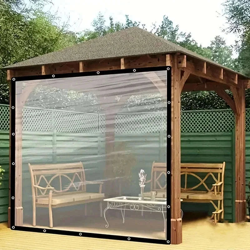 Clear Waterproof Polyester Tarp with Reinforced Grommets-Espessura 0.18mm / 300x300cm