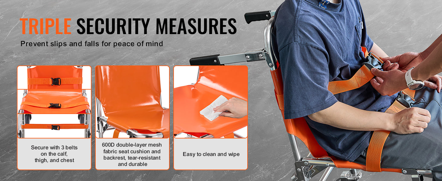 Foldable EMS Stair Climbing Chair 350lbs Evacuation Wheelchair
