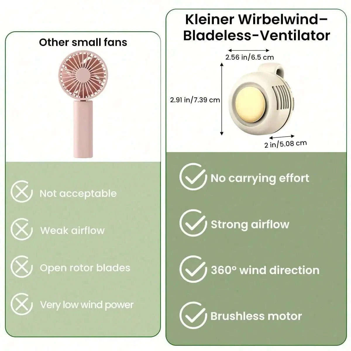 Clip-On Bladeless Fan with 3 Speeds for Hands-Free Cooling-PURPLE / United States