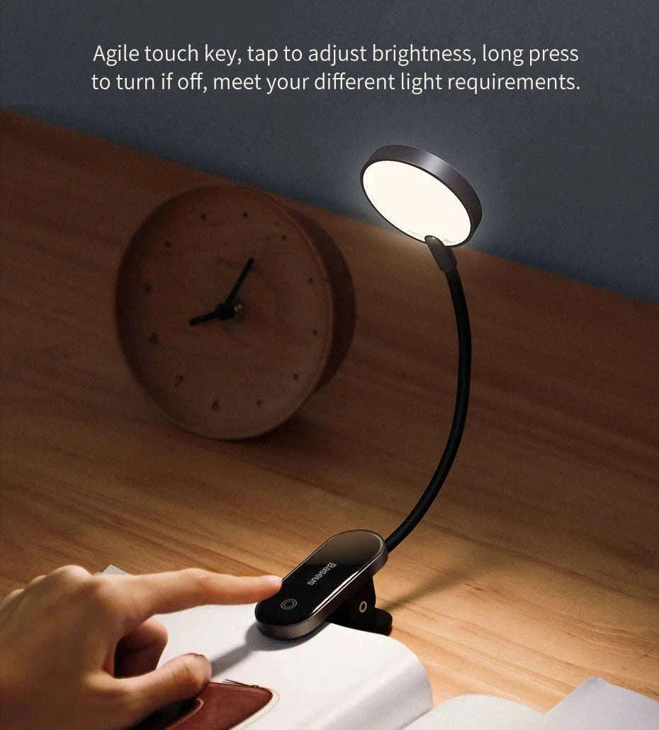 Clip-On LED Desk Lamp with Rechargeable Battery & Touch Dimming-