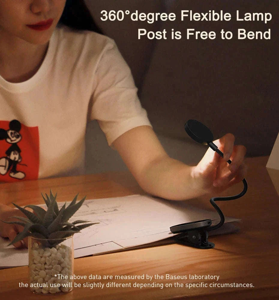 Clip-On LED Desk Lamp with Rechargeable Battery & Touch Dimming-