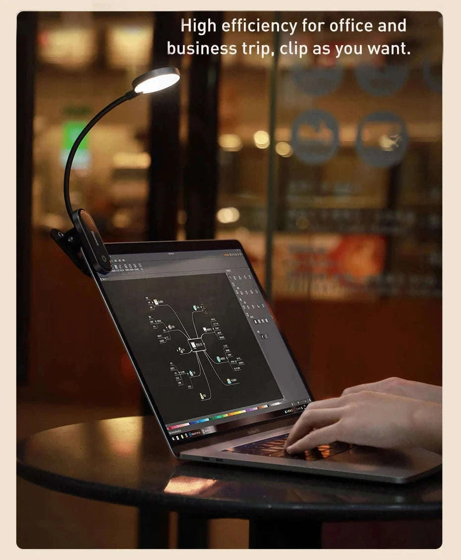 Clip-On LED Desk Lamp with Rechargeable Battery & Touch Dimming-