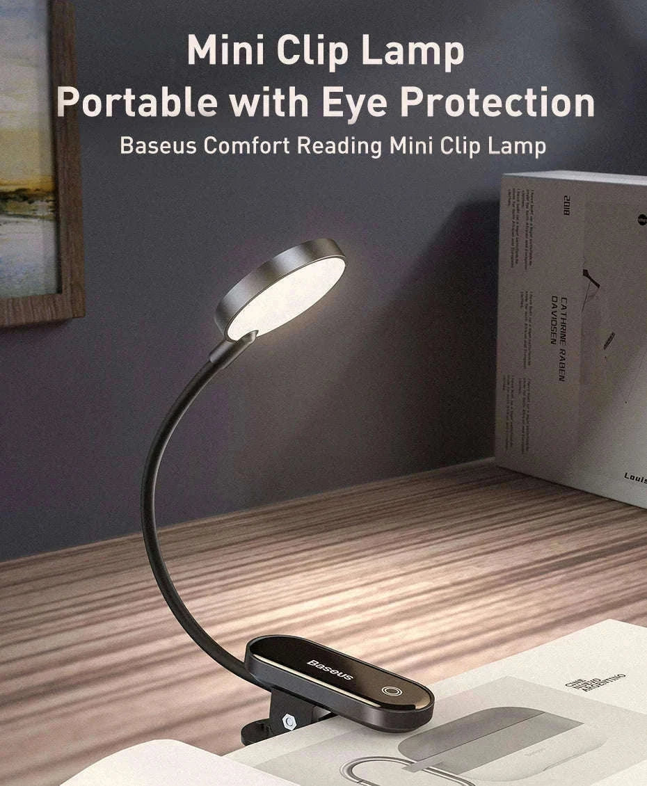 Clip-On LED Desk Lamp with Rechargeable Battery & Touch Dimming-