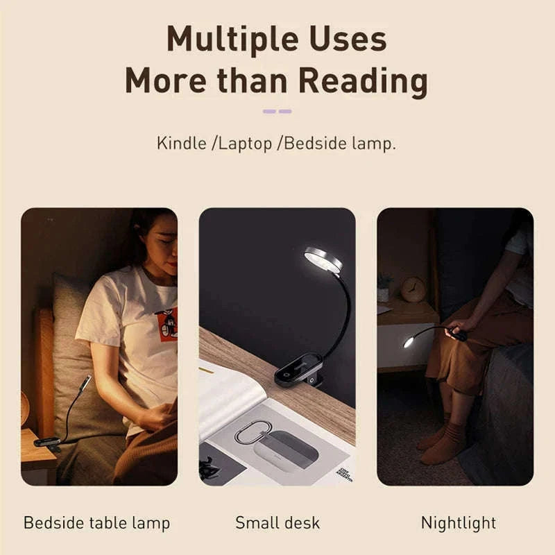 Clip-On LED Desk Lamp with Rechargeable Battery & Touch Dimming-No adapter / black