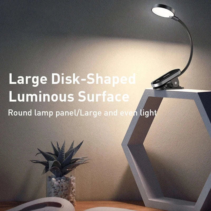 Clip-On LED Desk Lamp with Rechargeable Battery & Touch Dimming-No adapter / black