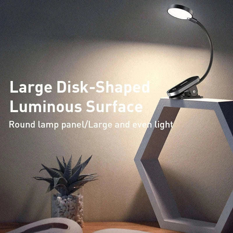 Clip-On LED Desk Lamp with Rechargeable Battery & Touch Dimming-No adapter / black
