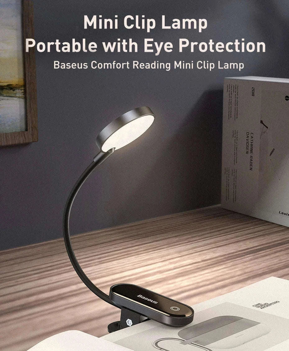 Clip-On LED Desk Lamp with Rechargeable Battery & Touch Dimming-No adapter / black