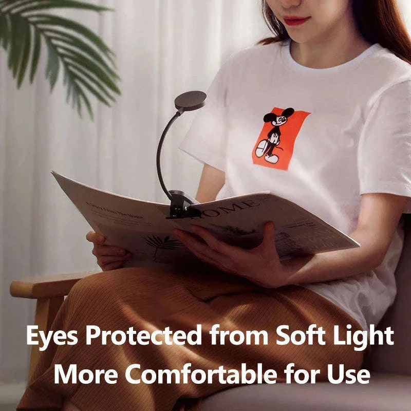 Clip-On LED Desk Lamp with Rechargeable Battery & Touch Dimming-No adapter / black