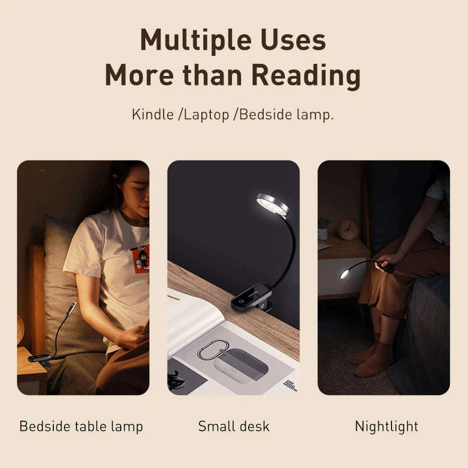 Clip-On LED Desk Lamp with Rechargeable Battery & Touch Dimming-No adapter / black