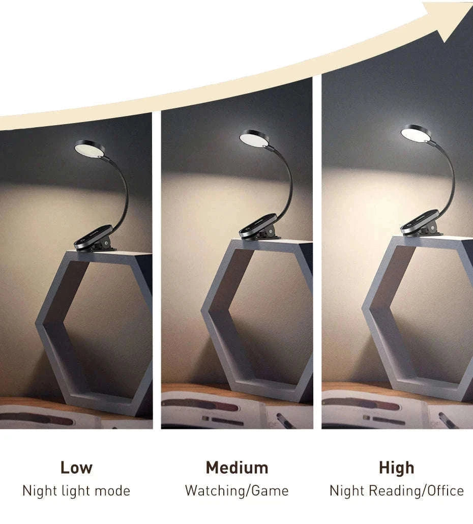 Clip-On LED Desk Lamp with Rechargeable Battery & Touch Dimming-