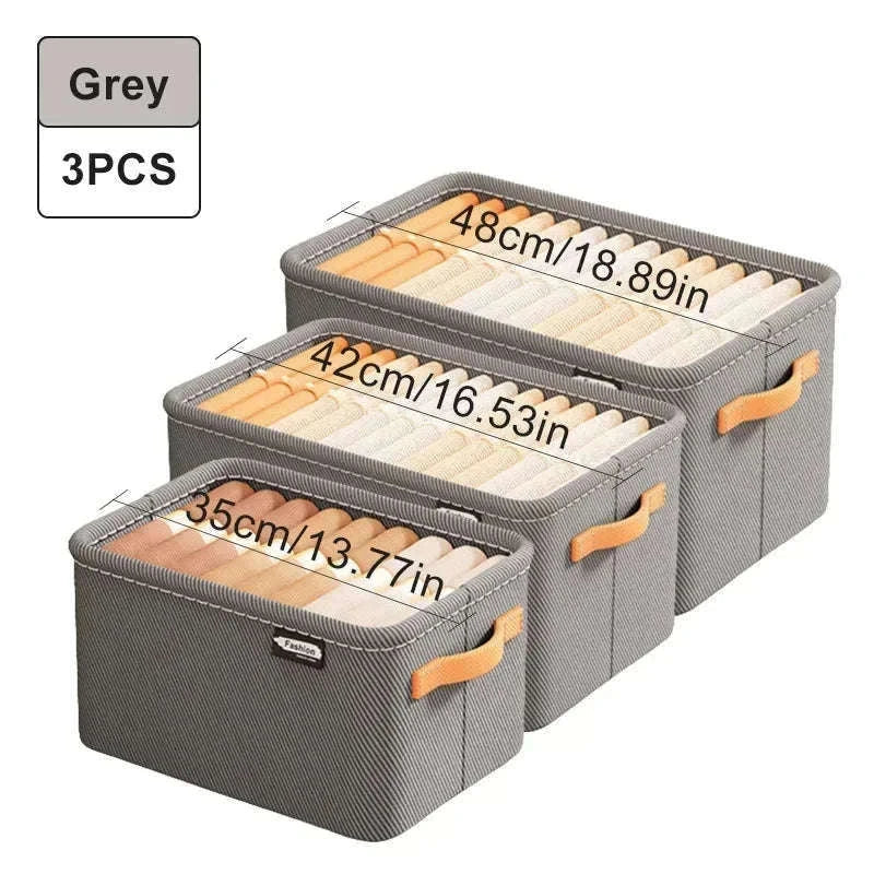 Clothes Storage Organizer Box for Tidy Closets and Drawers-Khaki XL
