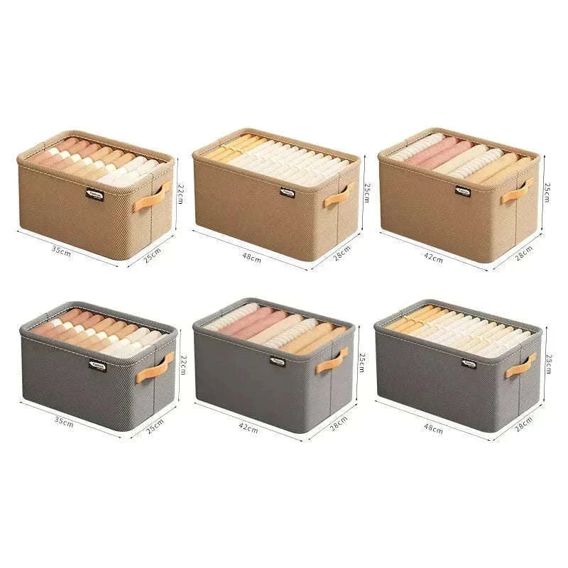 Clothes Storage Organizer Box for Tidy Closets and Drawers-Khaki XL