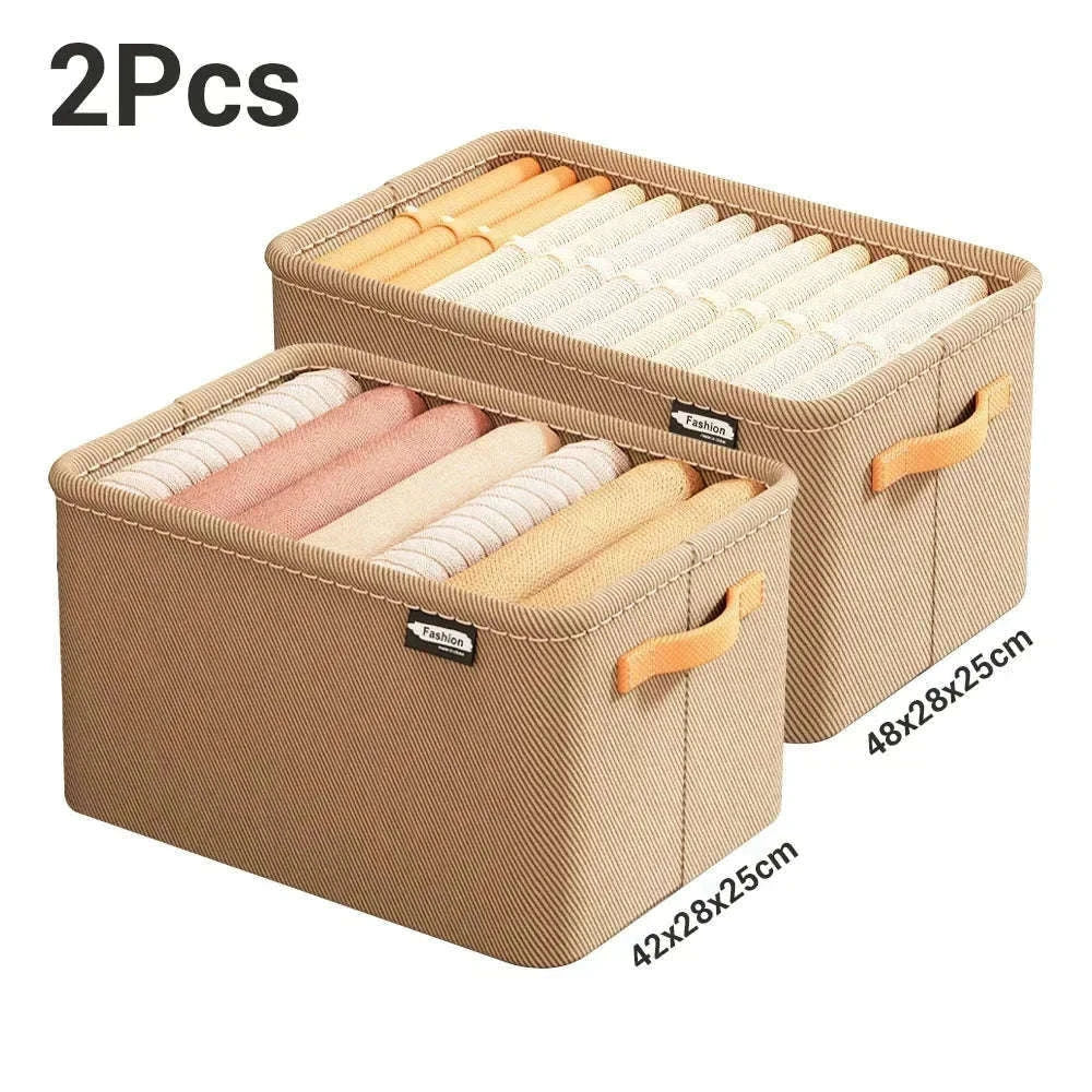 Clothes Storage Organizer Box for Tidy Closets and Drawers-Khaki XL