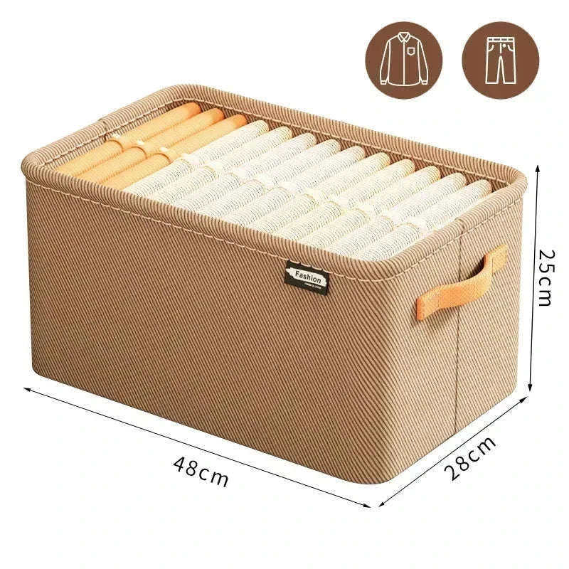 Clothes Storage Organizer Box for Tidy Closets and Drawers-Khaki XL