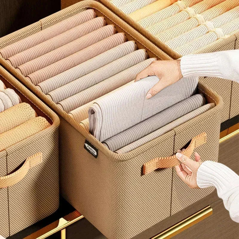 Clothes Storage Organizer Box-Khaki XL