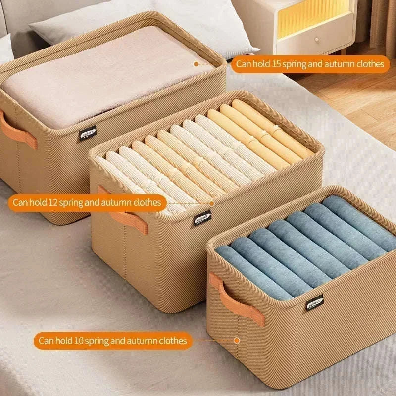Clothes Storage Organizer Box-Khaki XL