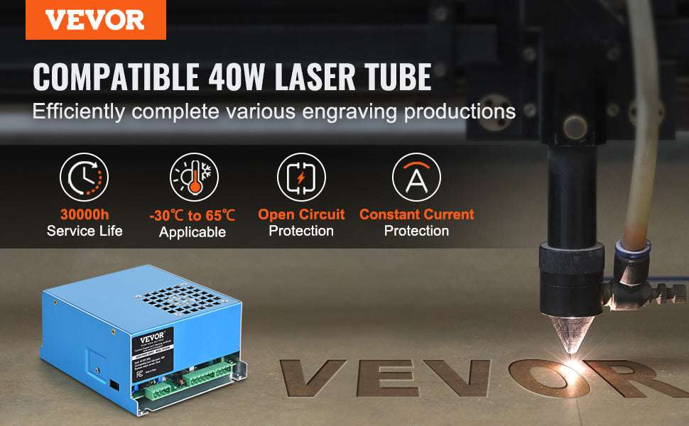 CO2 Laser Power Supply 40W–150W for Engravers & Cutters 110V-100W Black / United States