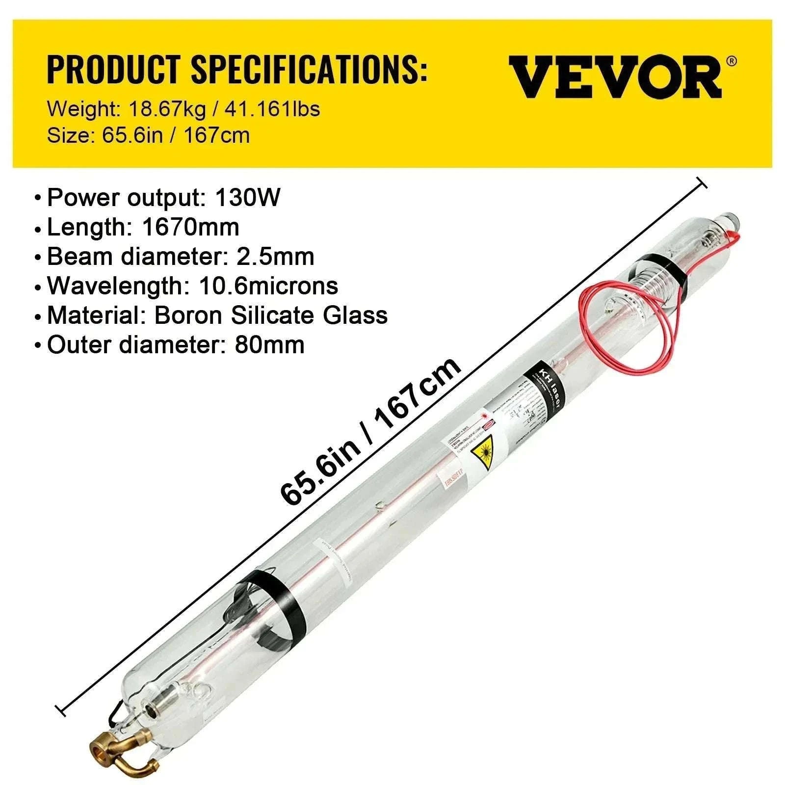 CO2 Laser Tube for Engraving & Cutting Machines 40W–130W-80W 1230mm / CZECH REPUBLIC