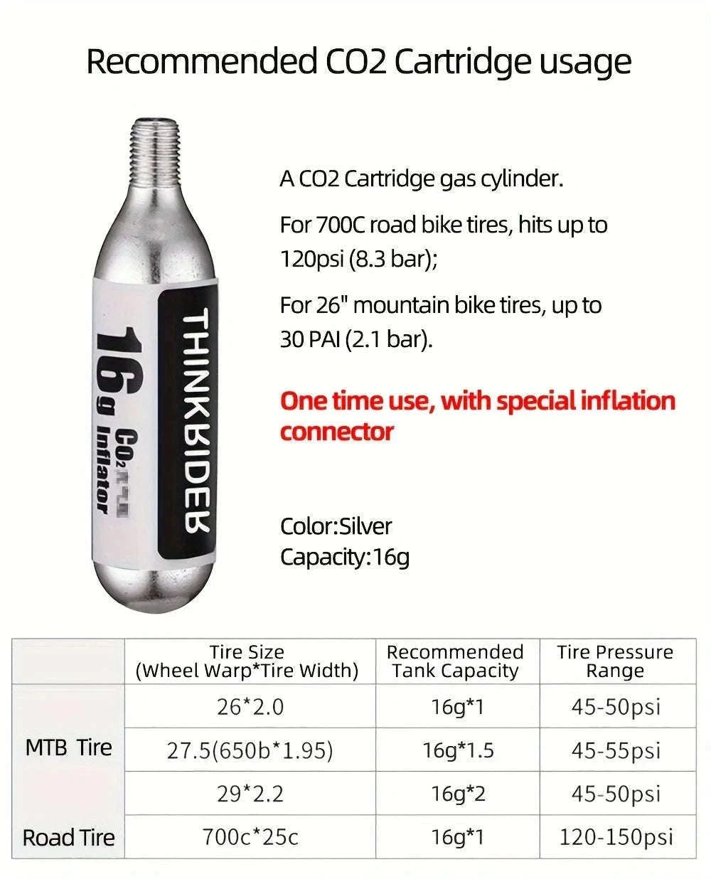 CO2 Pump for Quick Bicycle Tire Inflation-16gX20 Pack / spain