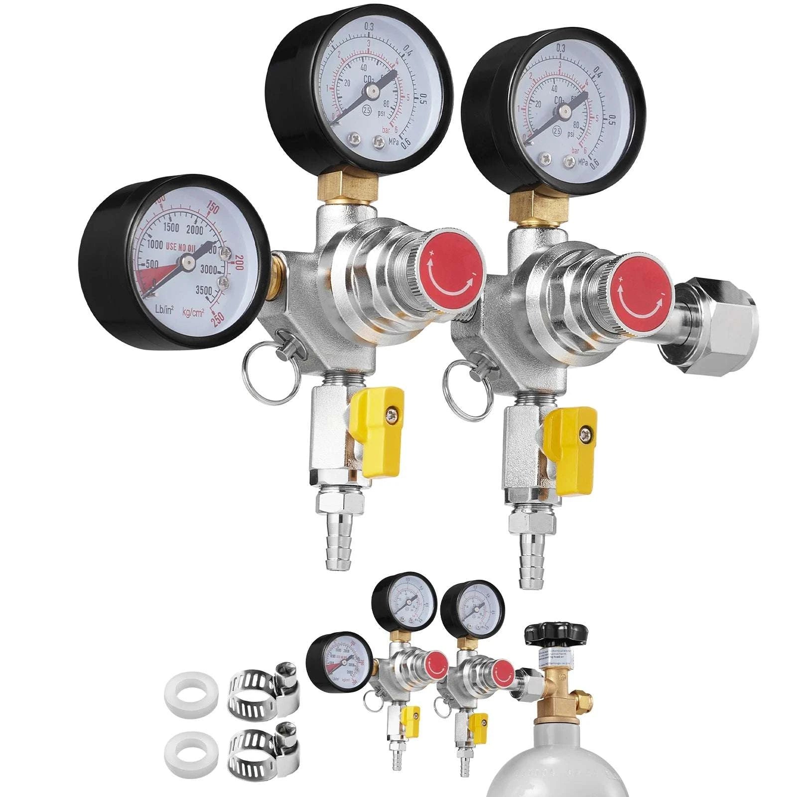 CO2 Regulator with Dual Gauges & Check Valve for Beer Kegs CGA320-United States