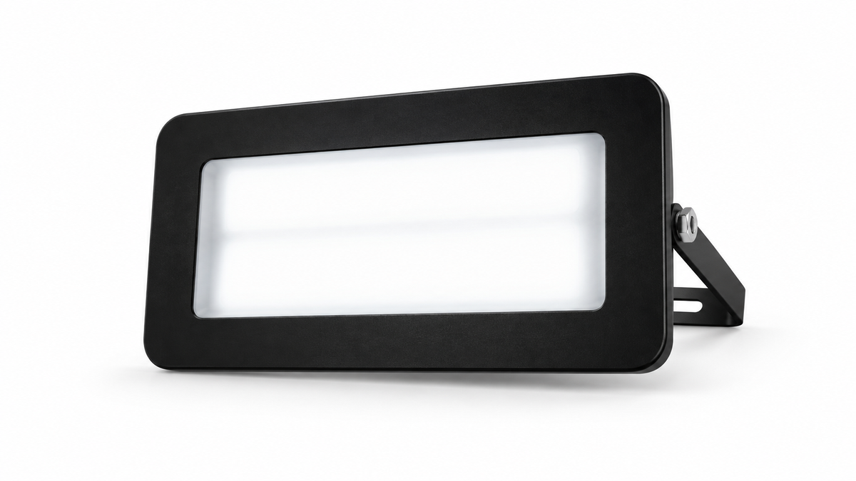 Black COB LED floodlight on white background