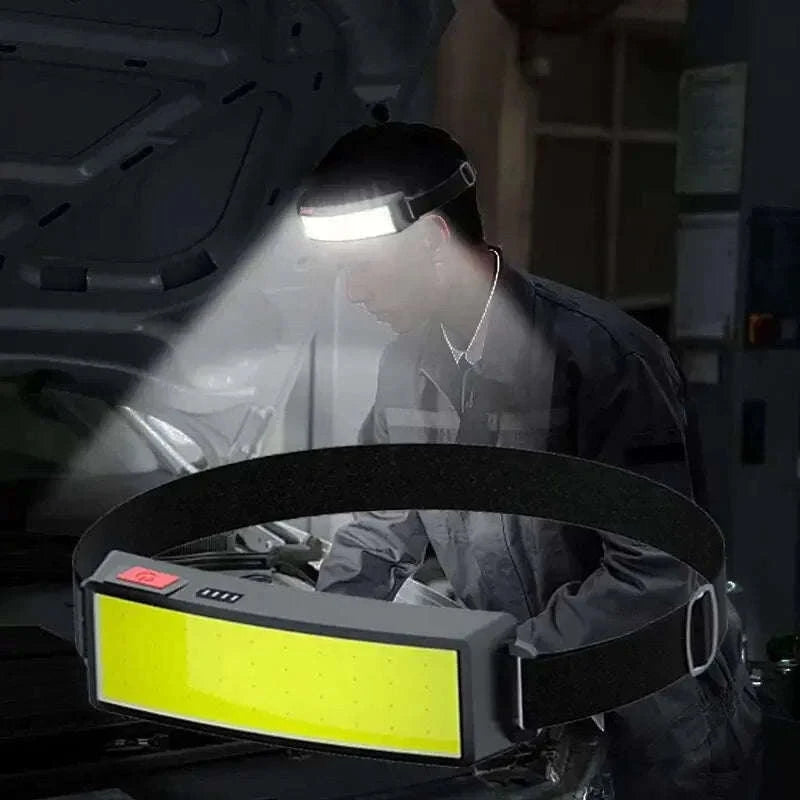 COB LED Headlamp 3 Mode USB Rechargeable-D with Bag