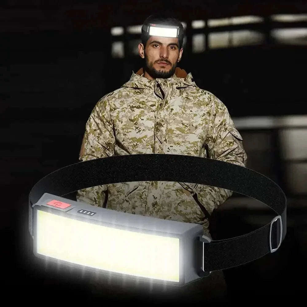 COB LED Headlamp 3 Mode USB Rechargeable-D with Bag
