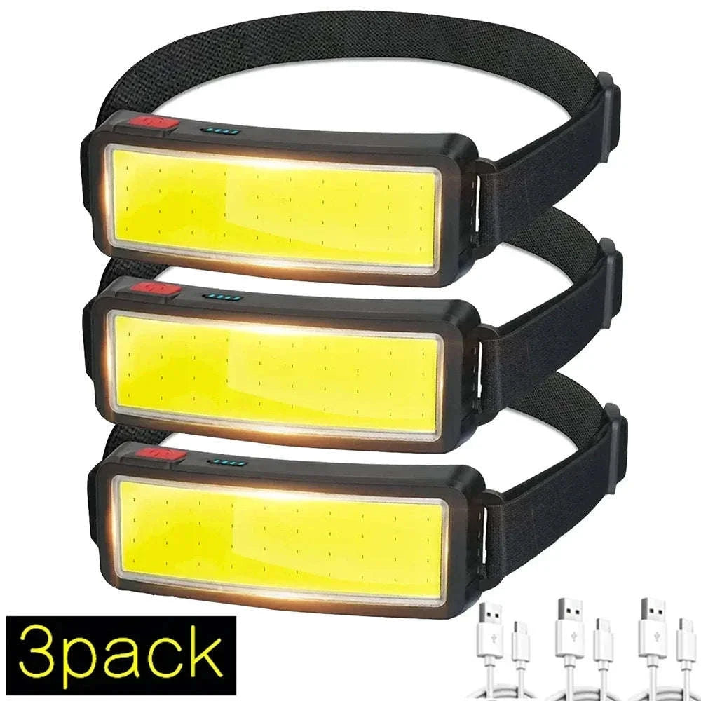 COB LED Headlamp 3 Mode USB Rechargeable-D with Bag