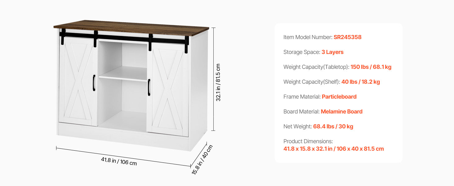 SucceBuy Coffee Bar Cabinet Farmhouse/Mid Century Coffee Bar Table Buffet Stand Cabinet for Entryway Grey/White/Walnut/Black/Oak