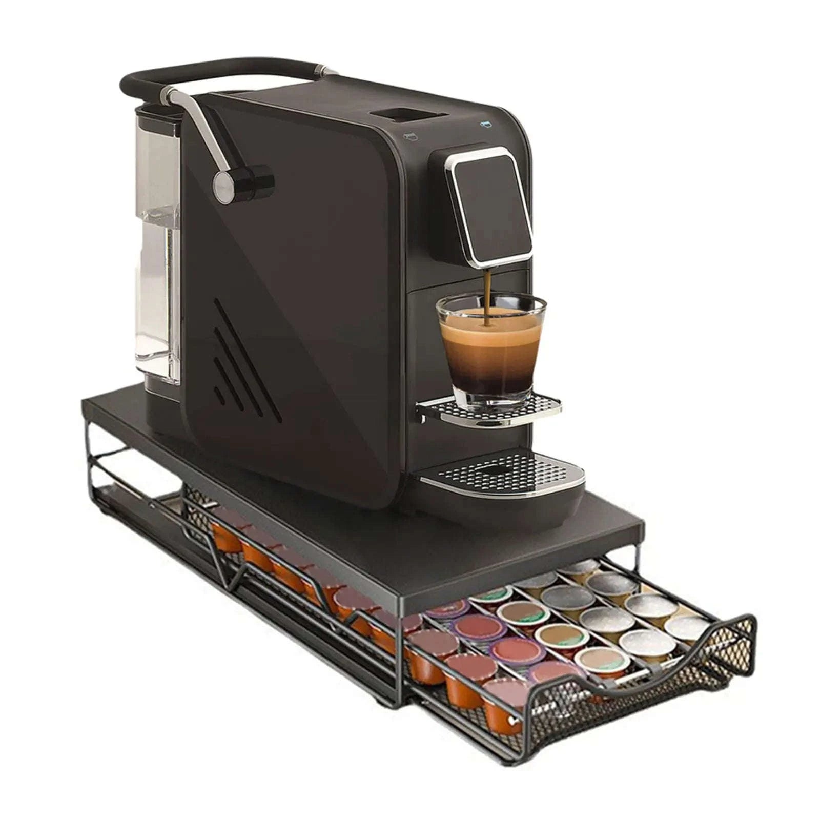 Coffee Capsule Storage Drawer for 40 Pods with Sliding Organizer-black / france