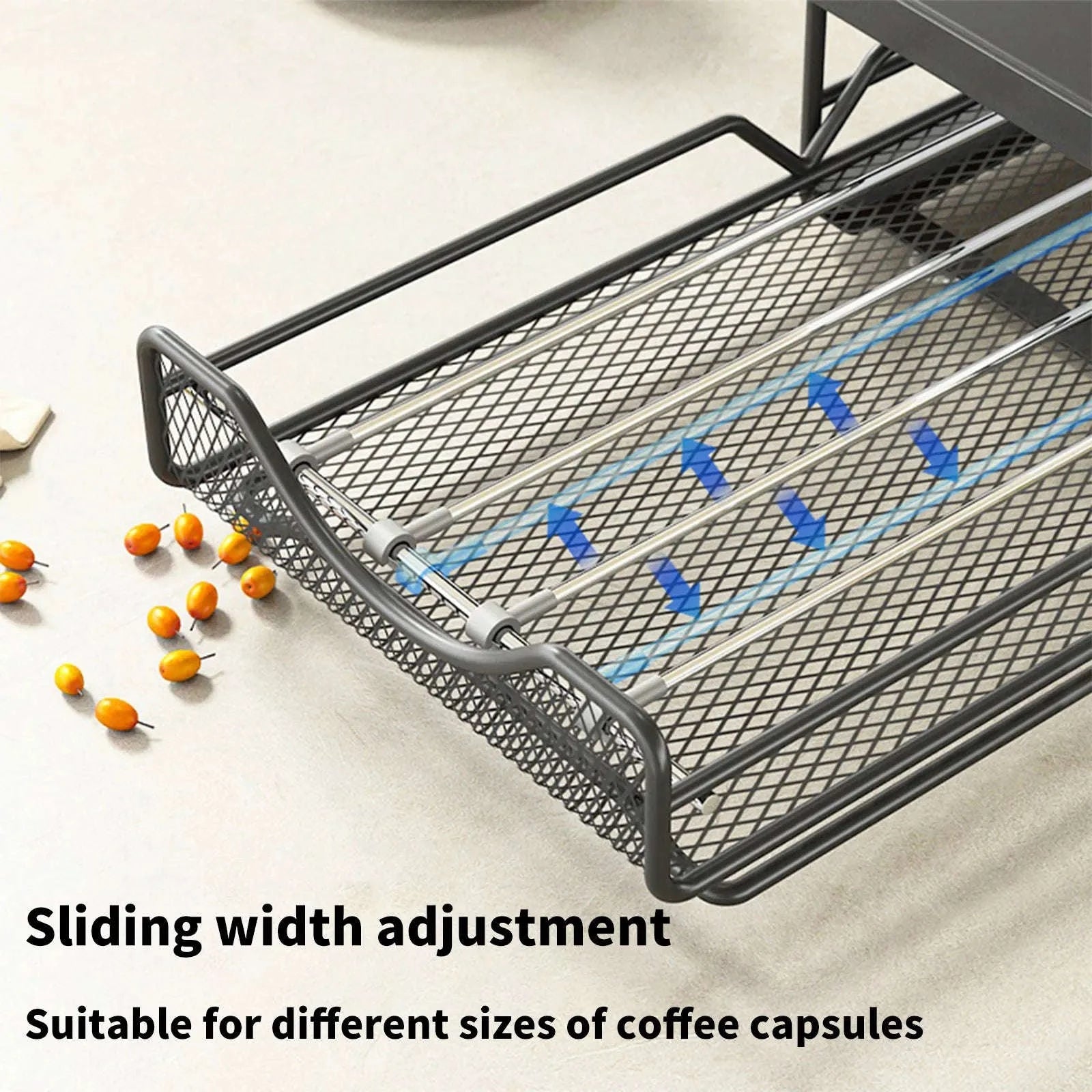 Coffee Capsule Storage Drawer for 40 Pods with Sliding Organizer-black / france