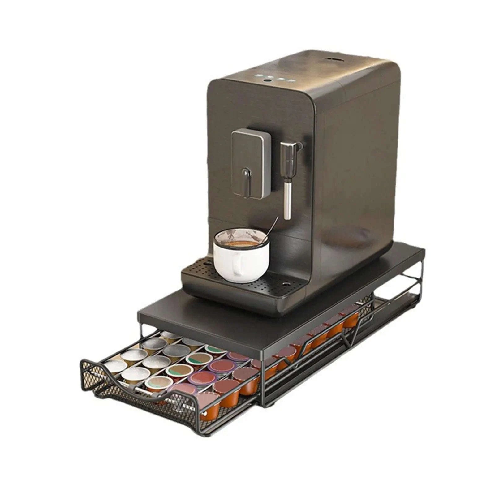Coffee Capsule Storage Drawer for 40 Pods with Sliding Organizer-black / france
