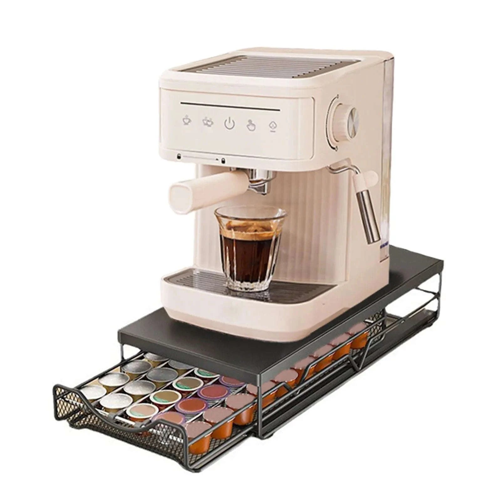 Coffee Capsule Storage Drawer for 40 Pods with Sliding Organizer-black / france