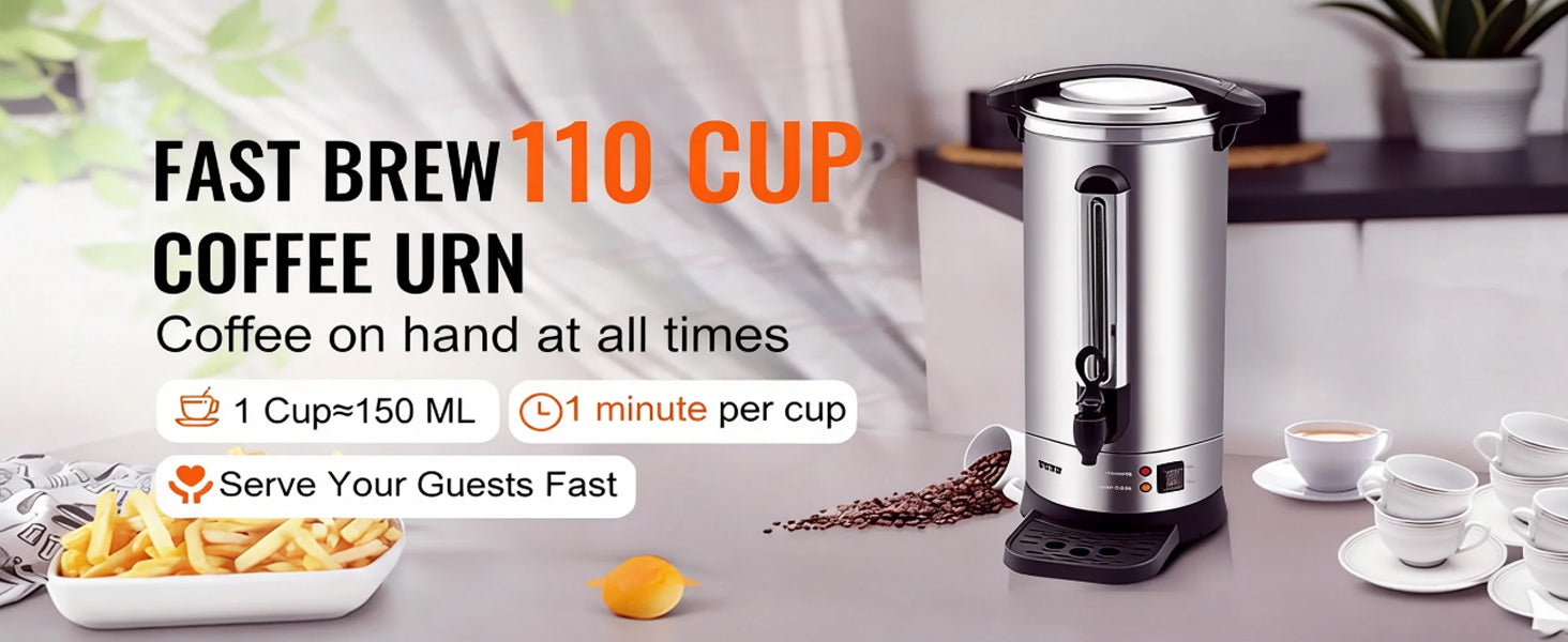 110 Kop Kommerciel Kaffekande 16,4L Rustfrit Stål Varmedispenser