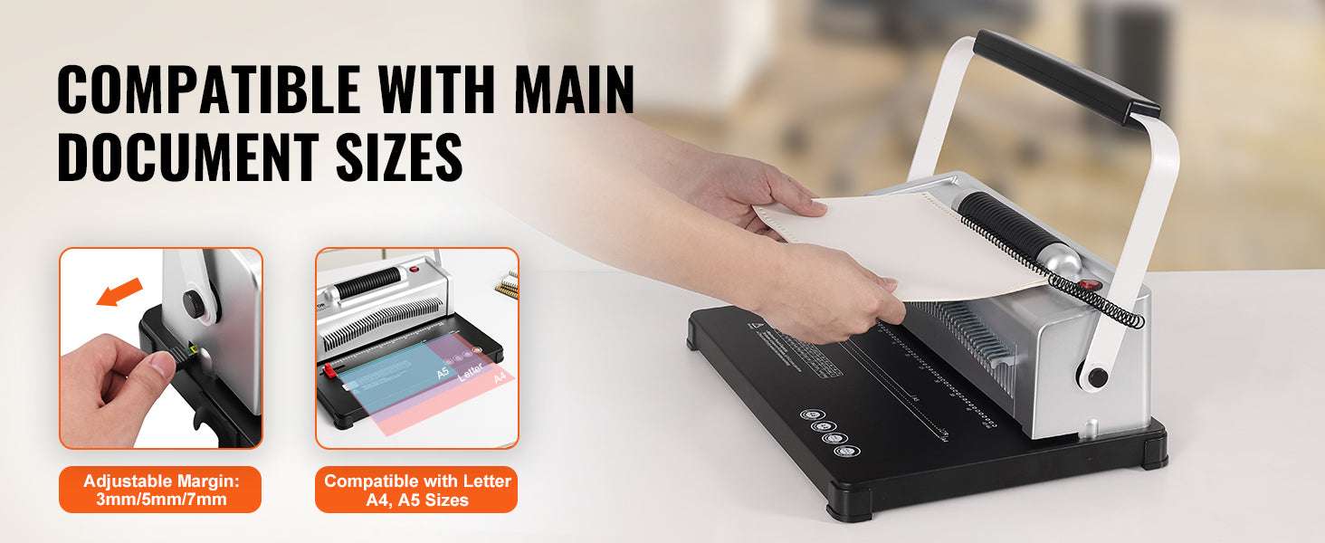 Coil Spiral Binding Machine with Adjustable Spine for 500 Sheets-Electric 46inch / United States