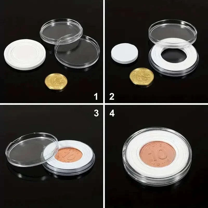 Coin Capsules Round Plastic Coin Collection Box Coin Storage Box Coin Protection Box Christmas, Halloween, Thanksgiving Gift-100pcs