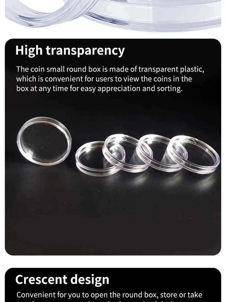 Coin Capsules Round Plastic Coin Collection Box Coin Storage Box Coin Protection Box Christmas, Halloween, Thanksgiving Gift-100pcs