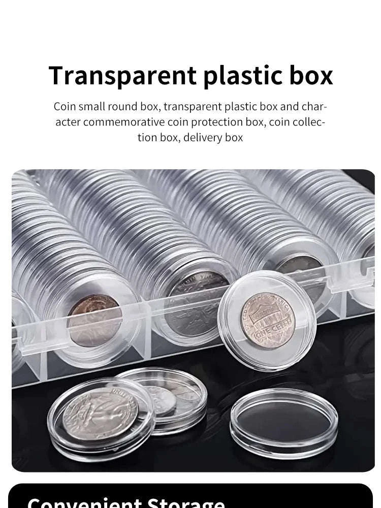 Coin Capsules Round Plastic Coin Collection Box Coin Storage Box Coin Protection Box Christmas, Halloween, Thanksgiving Gift-100pcs