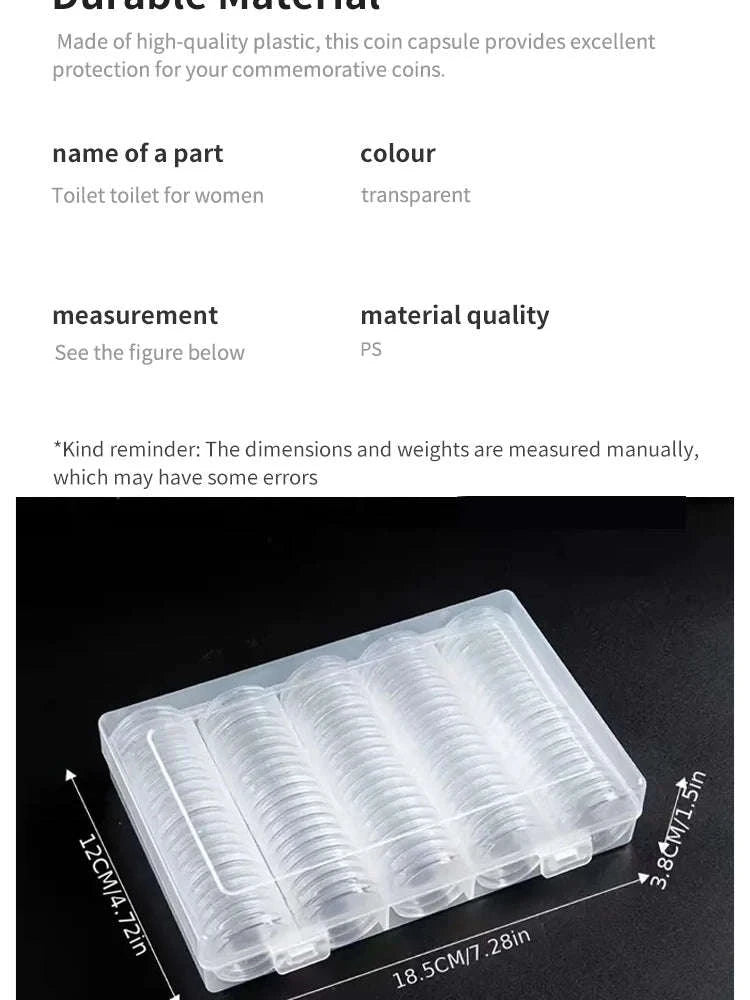 Coin Capsules Round Plastic Coin Collection Box Coin Storage Box Coin Protection Box Christmas, Halloween, Thanksgiving Gift-100pcs