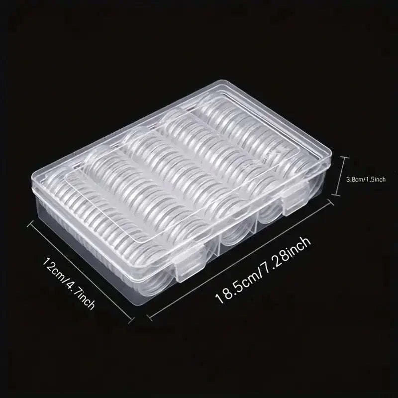 Coin Capsules Round Plastic Coin Collection Box Coin Storage Box Coin Protection Box Christmas, Halloween, Thanksgiving Gift-100pcs
