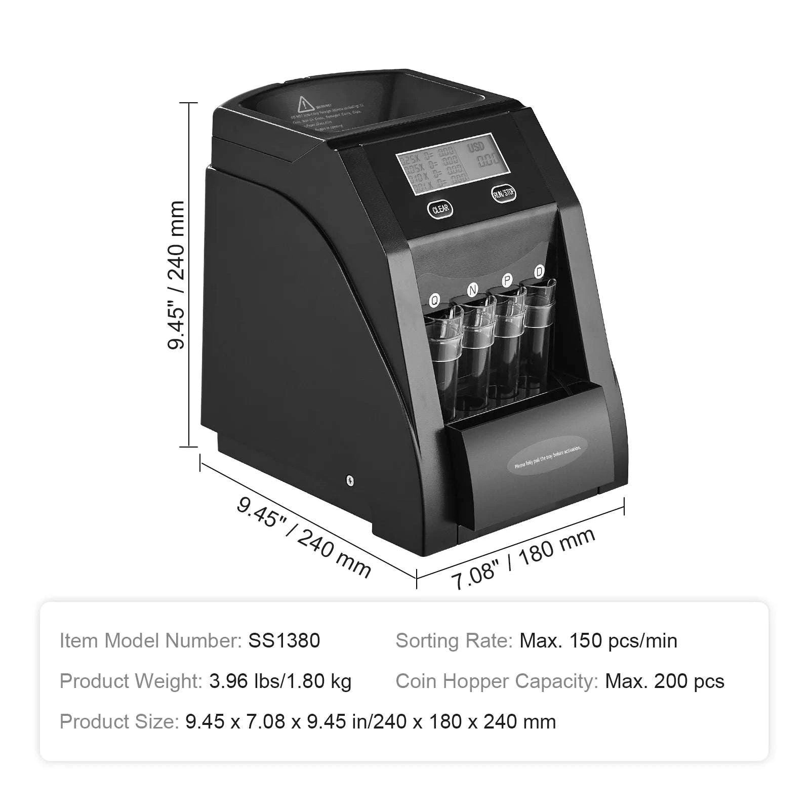 Coin Sorter and Counter Machine for 4 or 5 Coin Types-blue gray / United States