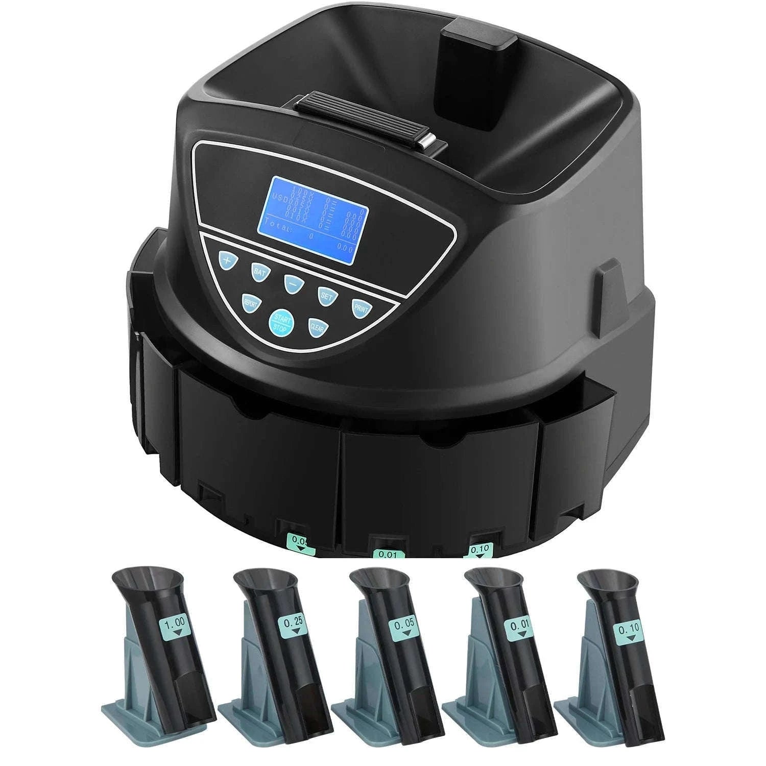 Coin Sorter and Counter Machine for 4 or 5 Coin Types-blue gray / United States