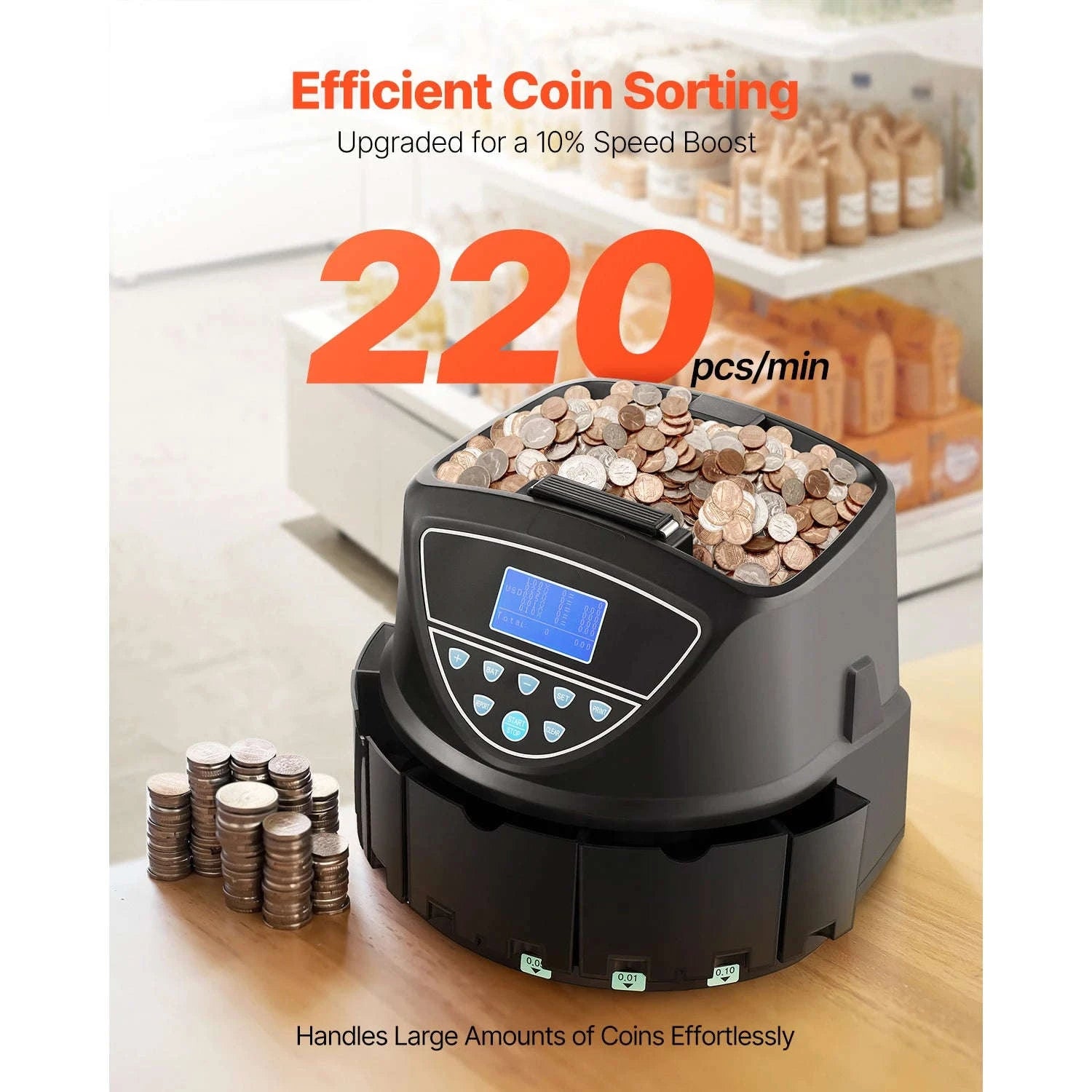 Coin Sorter and Counter Machine for 4 or 5 Coin Types-blue gray / United States