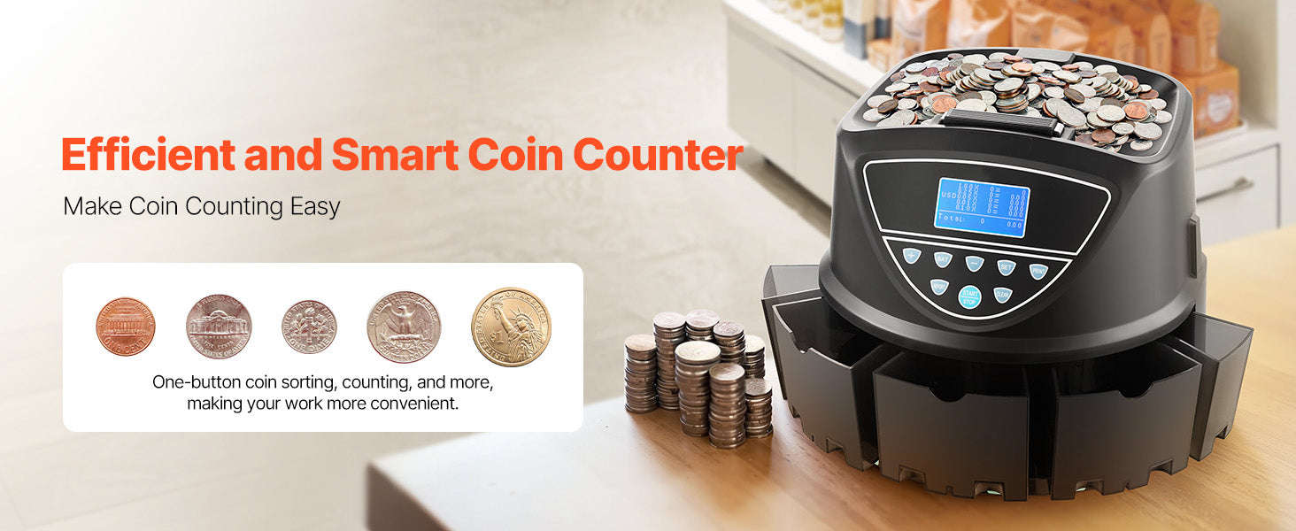 Coin Sorter and Counter Machine for 4 or 5 Coin Types-blue gray / United States