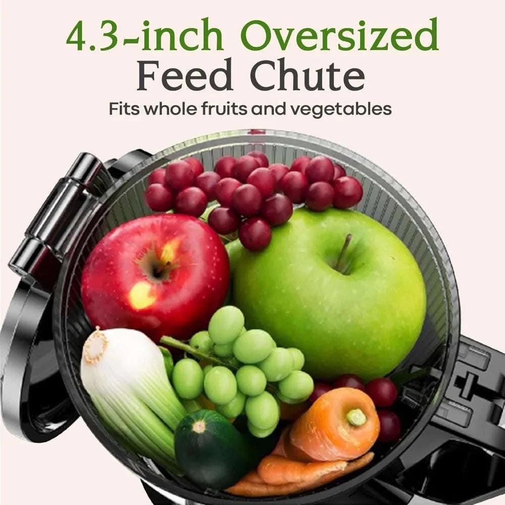 Cold Press Juicer 200W Masticating Slow Juicer with 4.3-Inch Large Feed Chute-United States