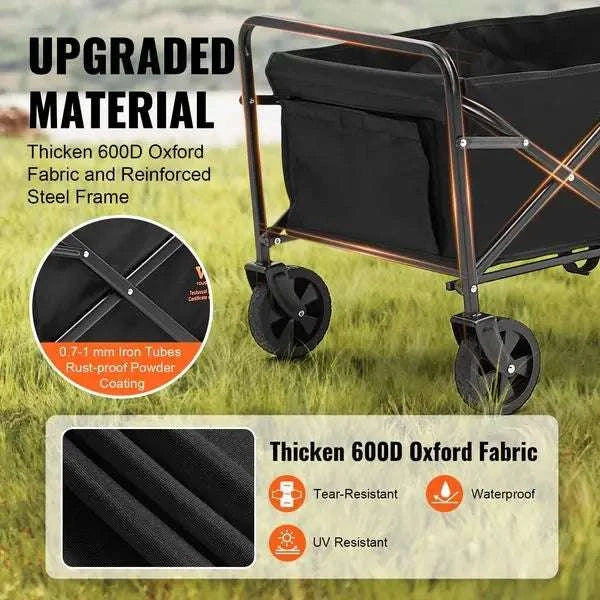 Collapsible Folding Wagon Cart with All-Terrain Wheels 220 lb Capacity-United States