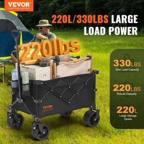 Collapsible Folding Wagon Cart with All-Terrain Wheels, 350 lbs Capacity-United States