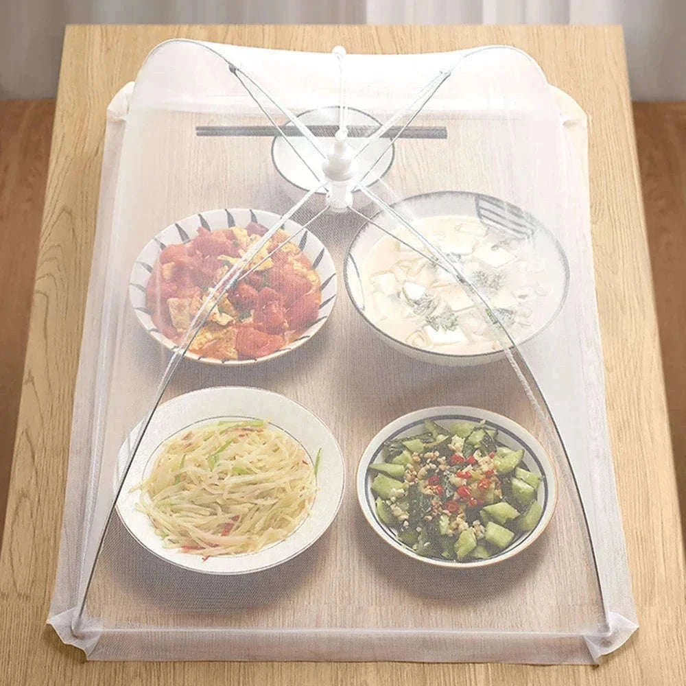 Collapsible Mesh Food Cover | 17-Inch Pop-Up Tent-White / 43x43x22cm